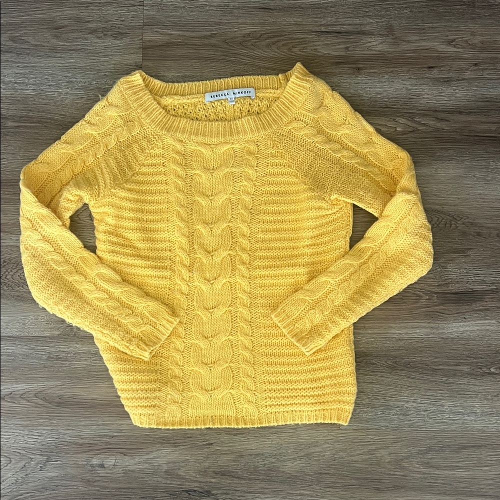 Rebecca Minkoff Yellow Cable Knit Sweater